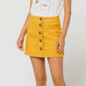 Yellow Corduroy Mini Skirt - Size M